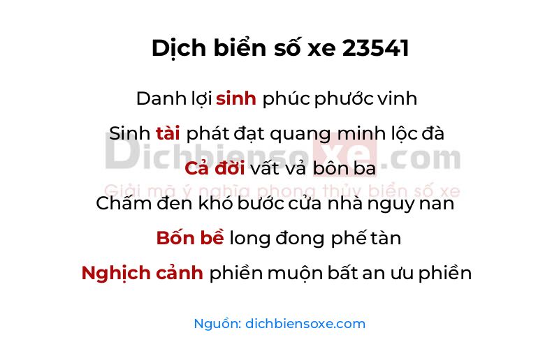 Dịch thơ biển số 23541
