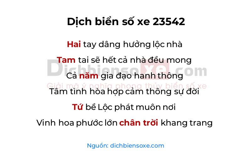 Dịch thơ biển số 23542