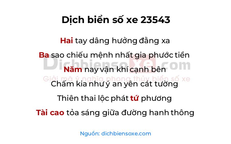 Dịch thơ biển số 23543