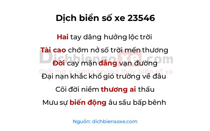 Dịch thơ biển số 23546