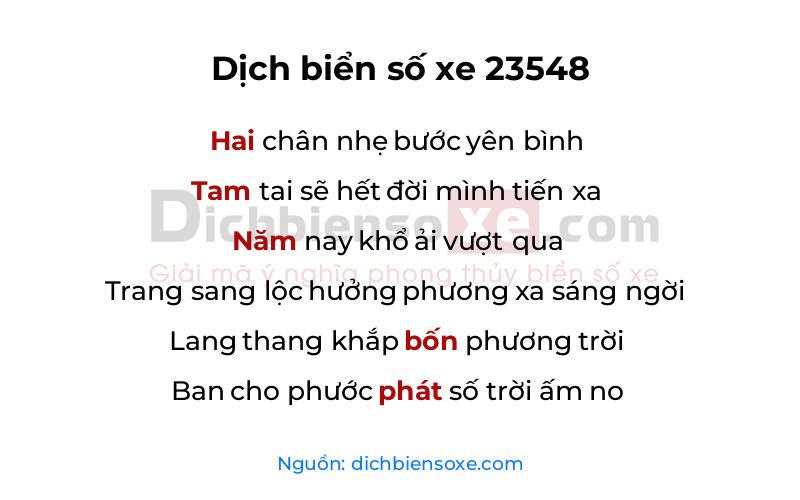 Dịch thơ biển số 23548
