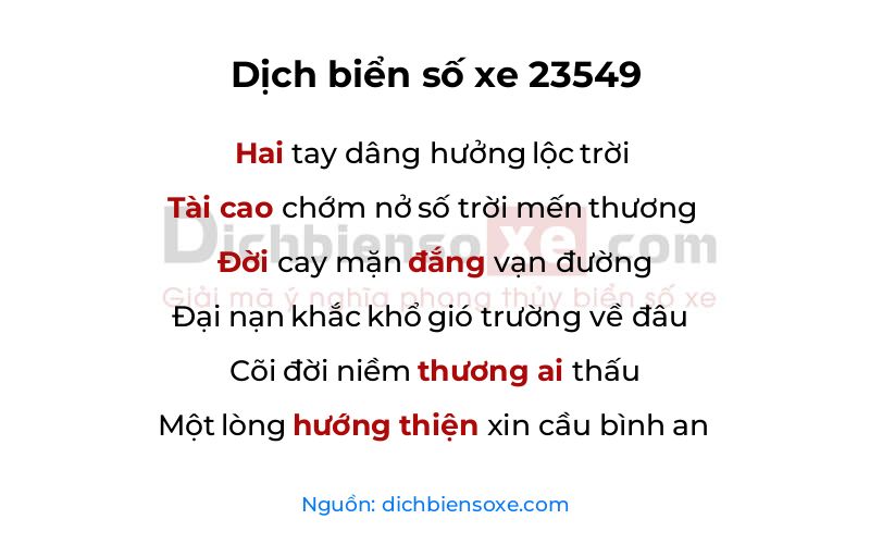 Dịch thơ biển số 23549