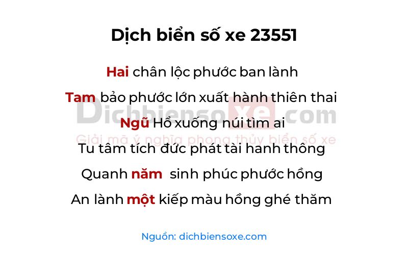Dịch thơ biển số 23551