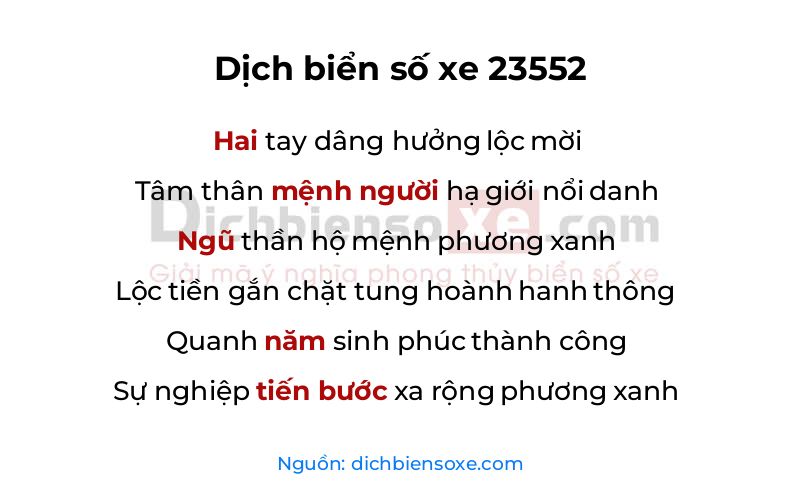 Dịch thơ biển số 23552