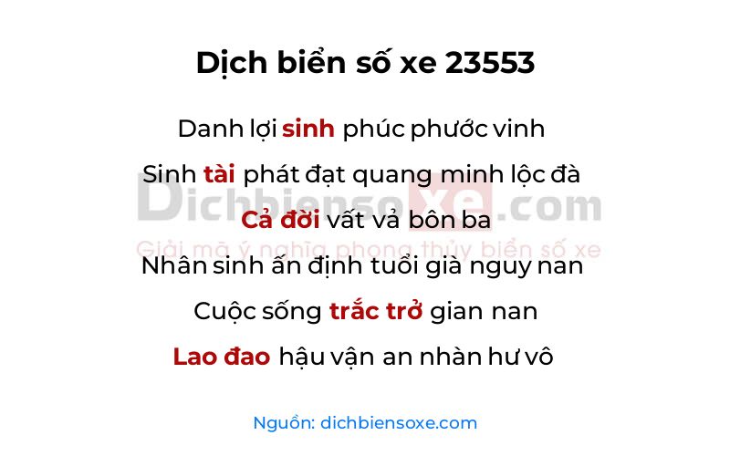 Dịch thơ biển số 23553