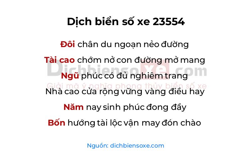 Dịch thơ biển số 23554