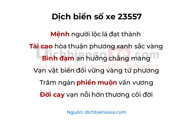 Dịch thơ biển số 23557