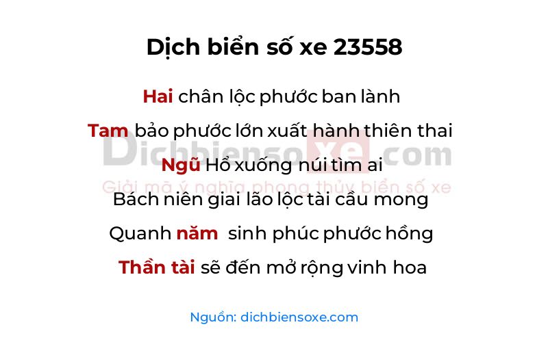 Dịch thơ biển số 23558