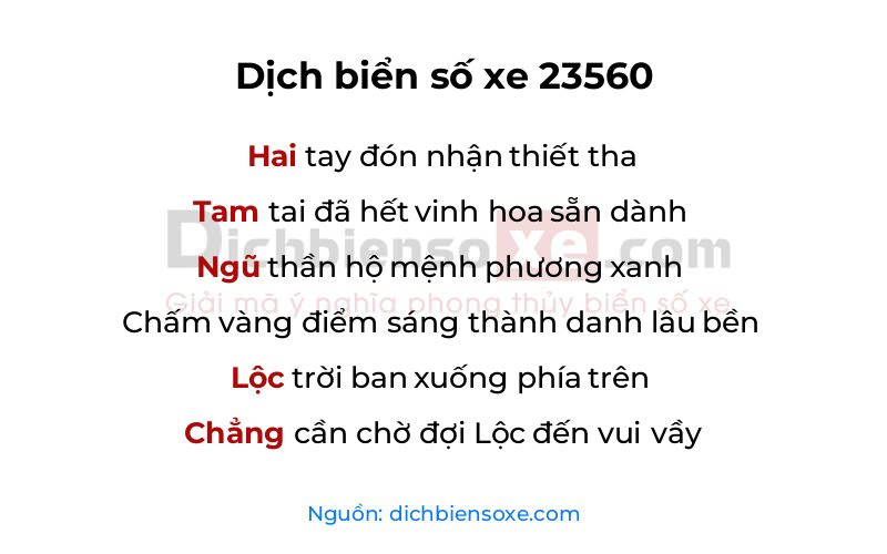 Dịch thơ biển số 23560