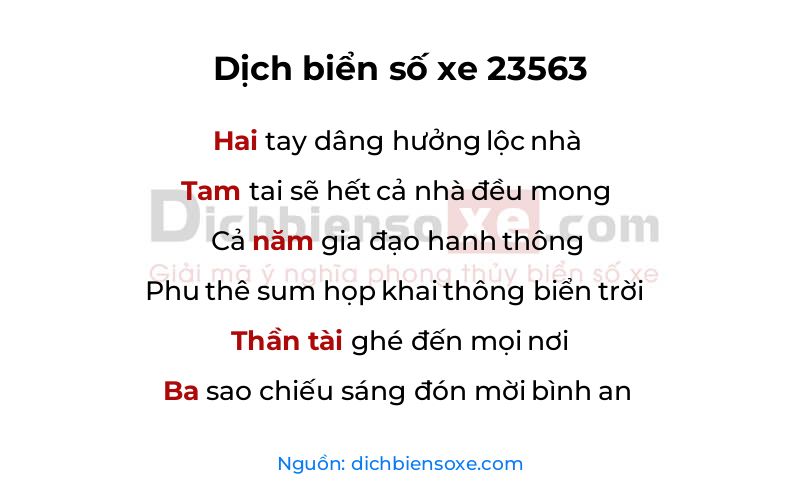 Dịch thơ biển số 23563