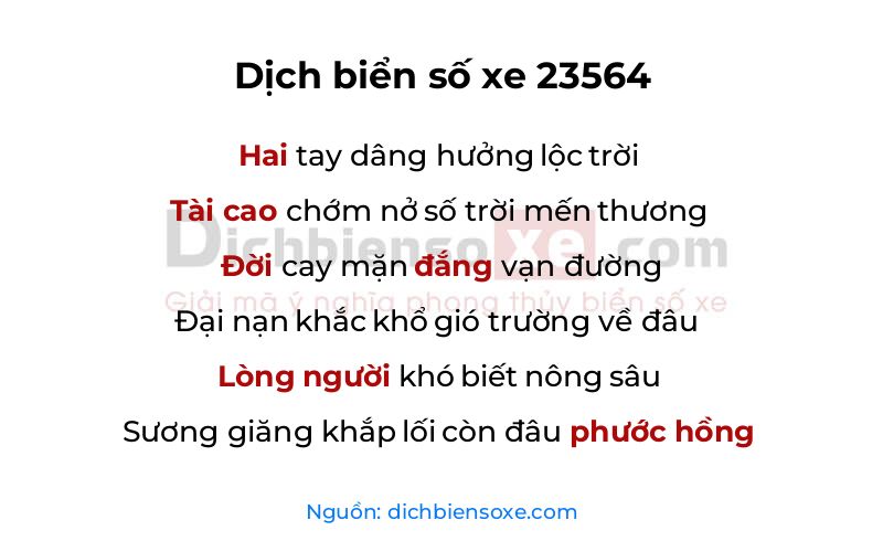 Dịch thơ biển số 23564