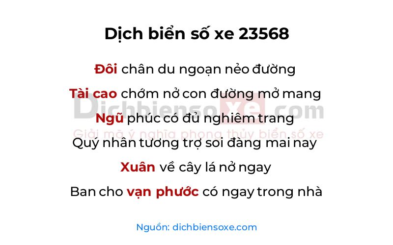 Dịch thơ biển số 23568