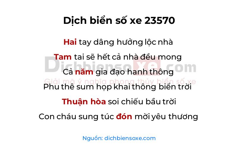 Dịch thơ biển số 23570