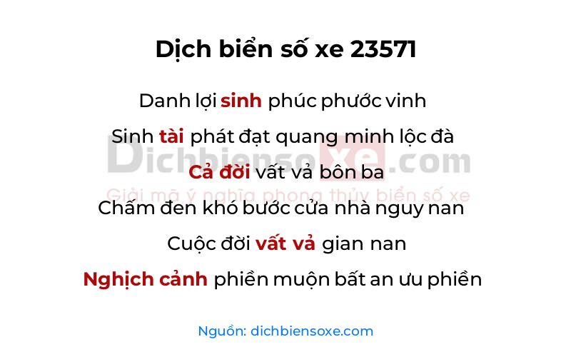 Dịch thơ biển số 23571