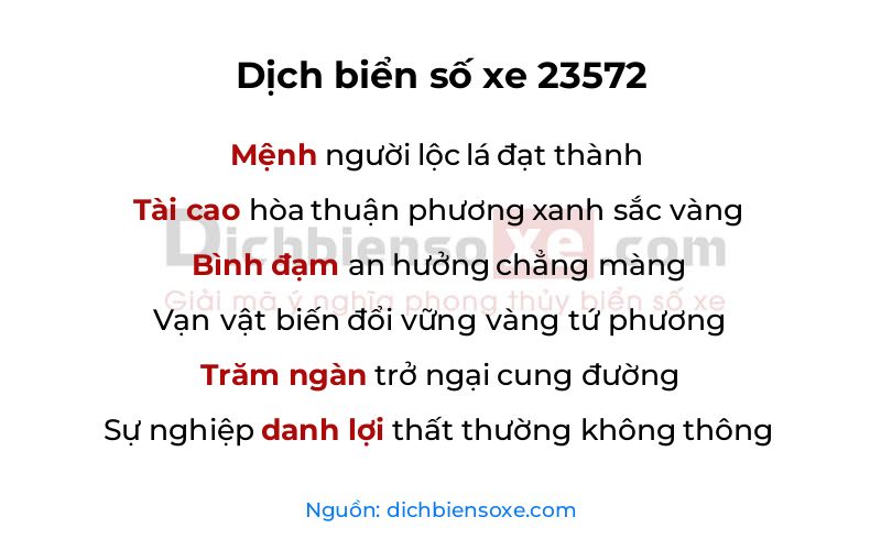 Dịch thơ biển số 23572