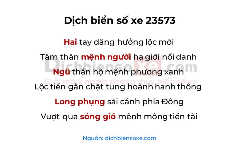 Dịch thơ biển số 23573