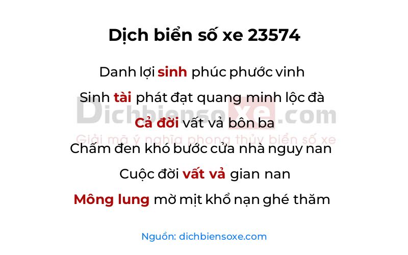 Dịch thơ biển số 23574
