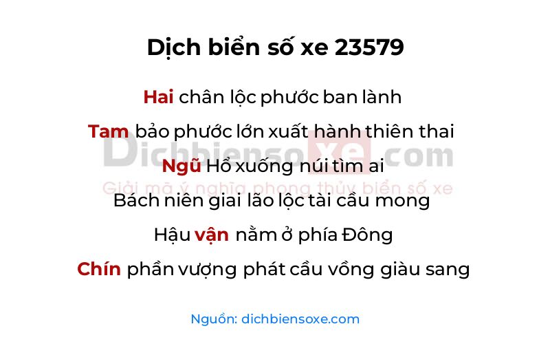 Dịch thơ biển số 23579