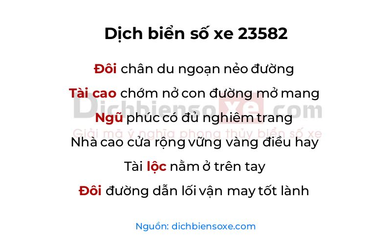 Dịch thơ biển số 23582
