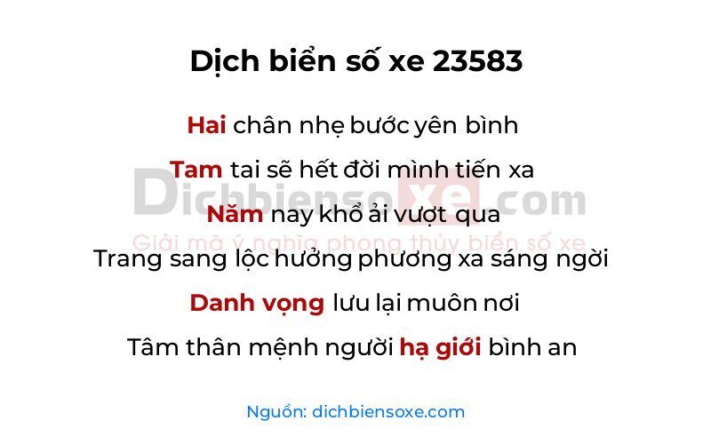 Dịch thơ biển số 23583