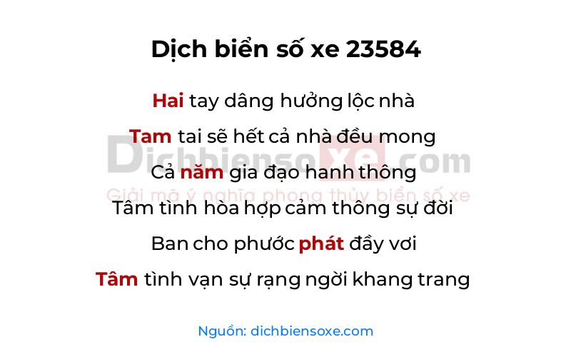 Dịch thơ biển số 23584