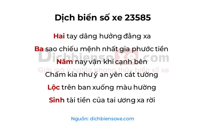 Dịch thơ biển số 23585