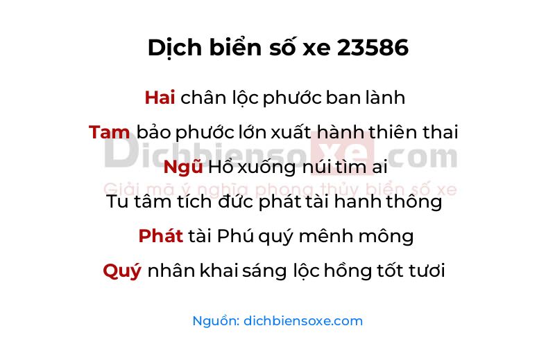 Dịch thơ biển số 23586