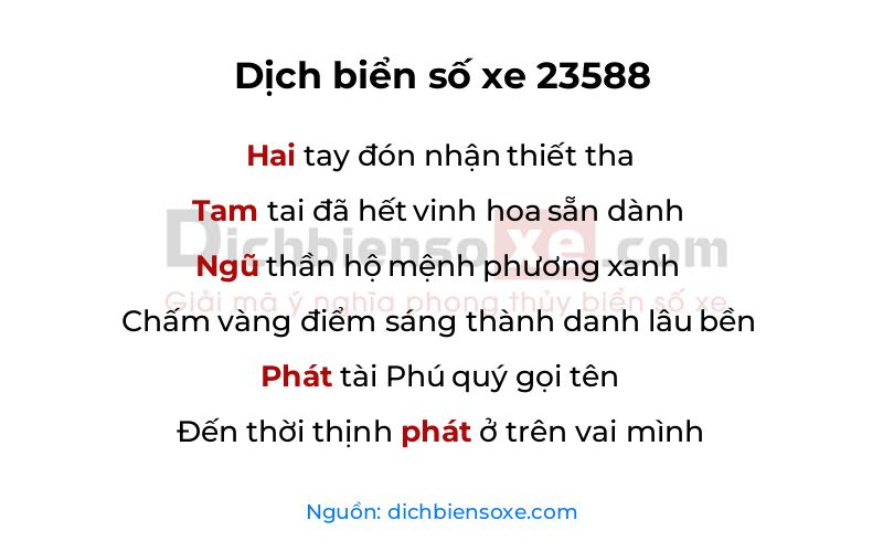Dịch thơ biển số 23588
