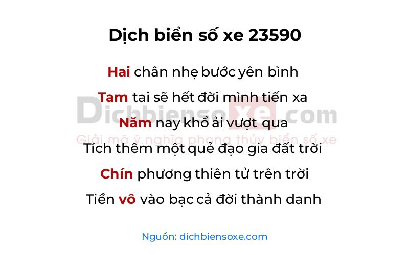 Dịch thơ biển số 23590