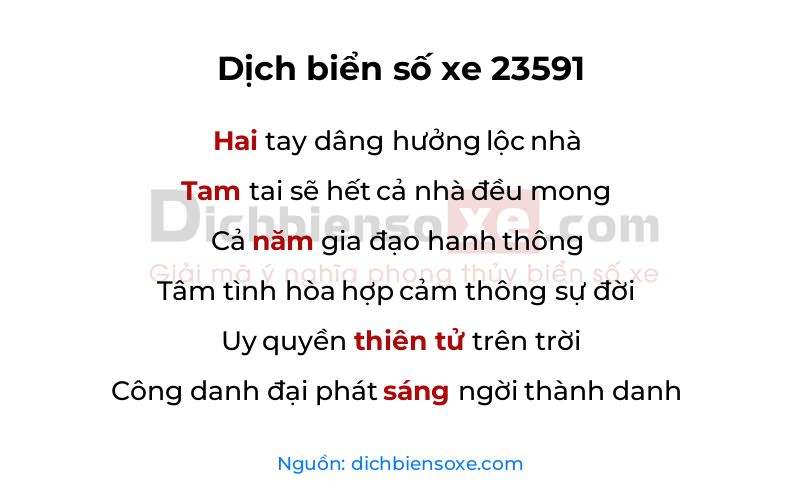 Dịch thơ biển số 23591