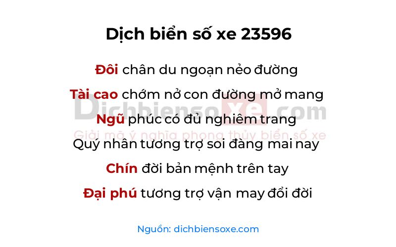 Dịch thơ biển số 23596