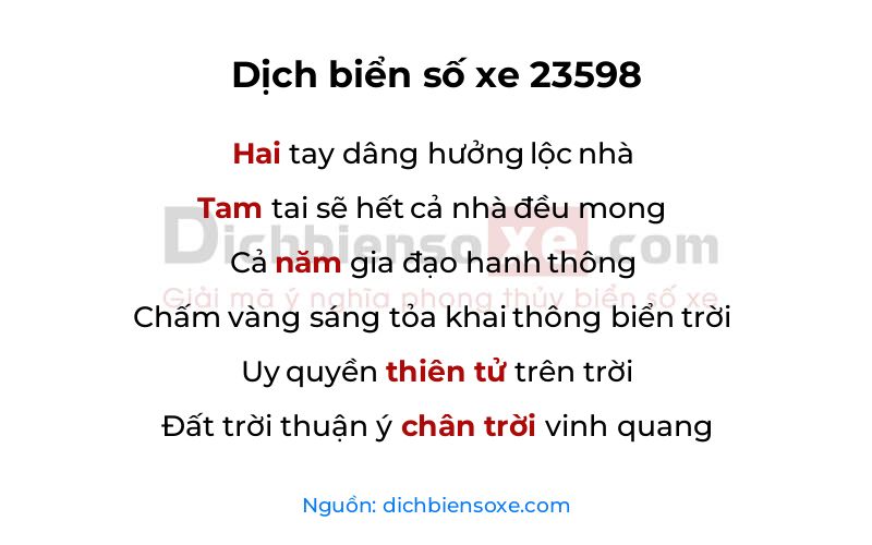 Dịch thơ biển số 23598