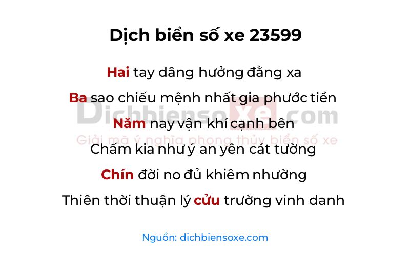 Dịch thơ biển số 23599