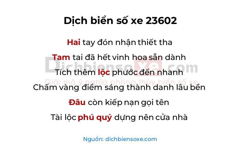 Dịch thơ biển số 23602