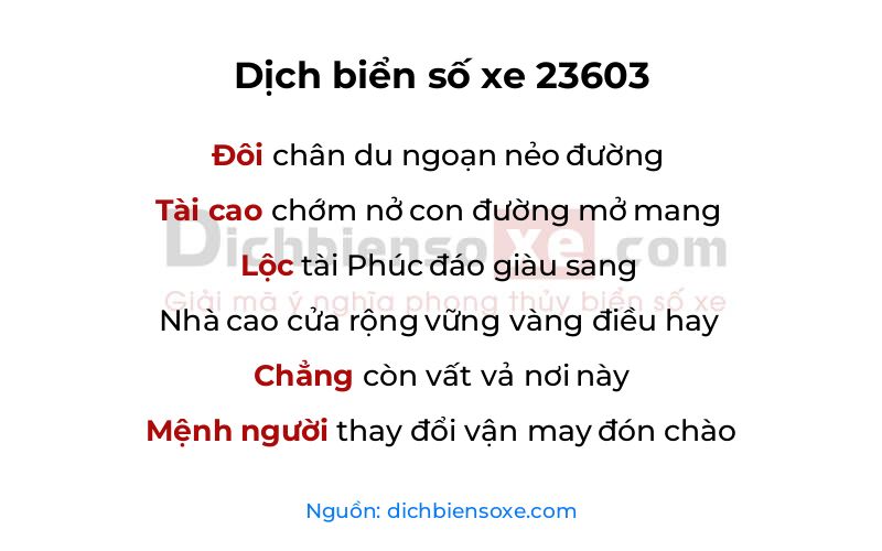 Dịch thơ biển số 23603