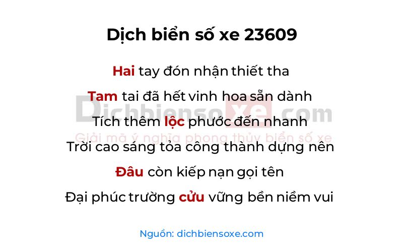 Dịch thơ biển số 23609