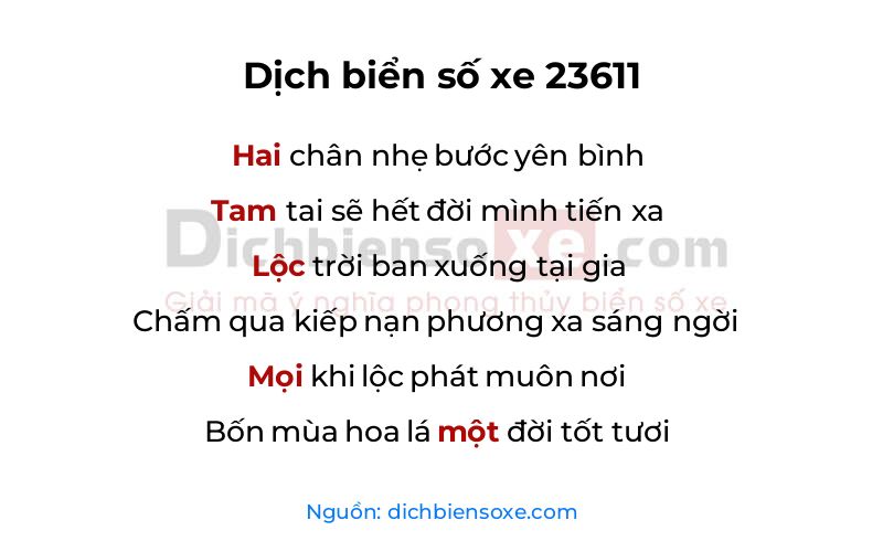 Dịch thơ biển số 23611