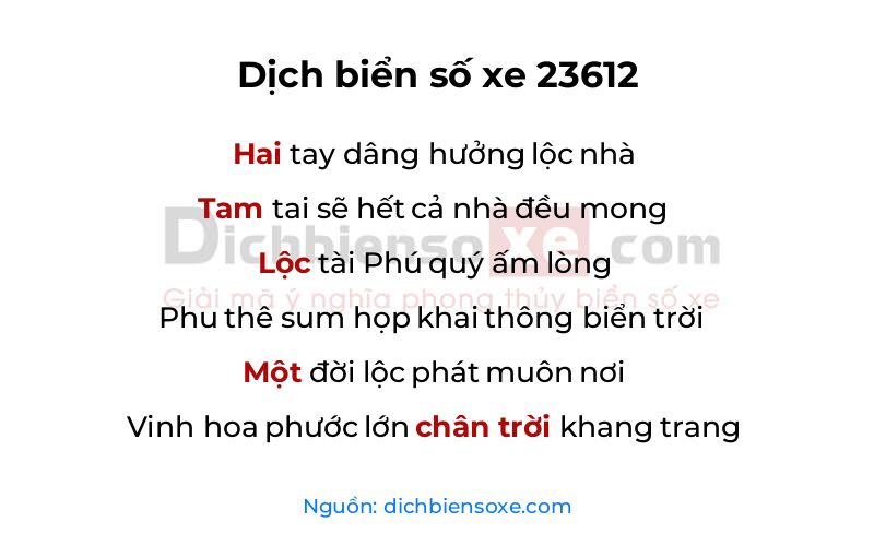 Dịch thơ biển số 23612