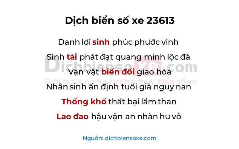Dịch thơ biển số 23613