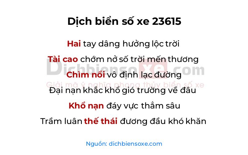 Dịch thơ biển số 23615