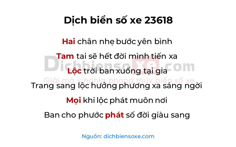 Dịch thơ biển số 23618