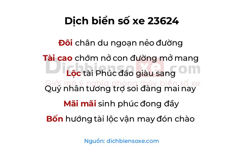 Dịch thơ biển số 23624