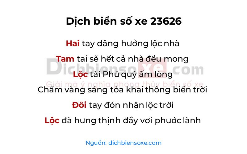 Dịch thơ biển số 23626