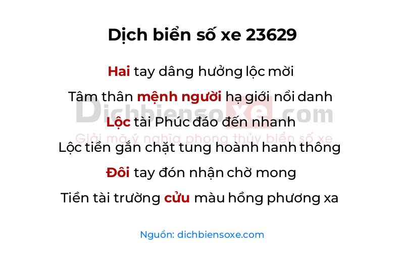 Dịch thơ biển số 23629