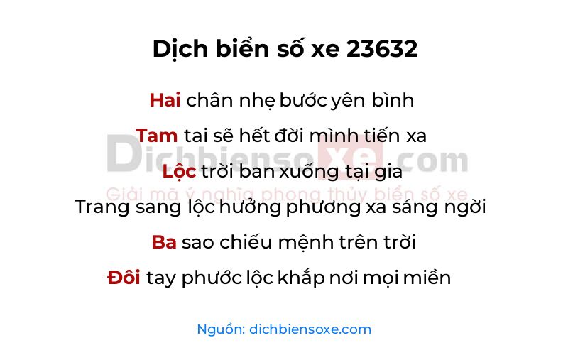 Dịch thơ biển số 23632