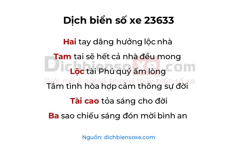 Dịch thơ biển số 23633