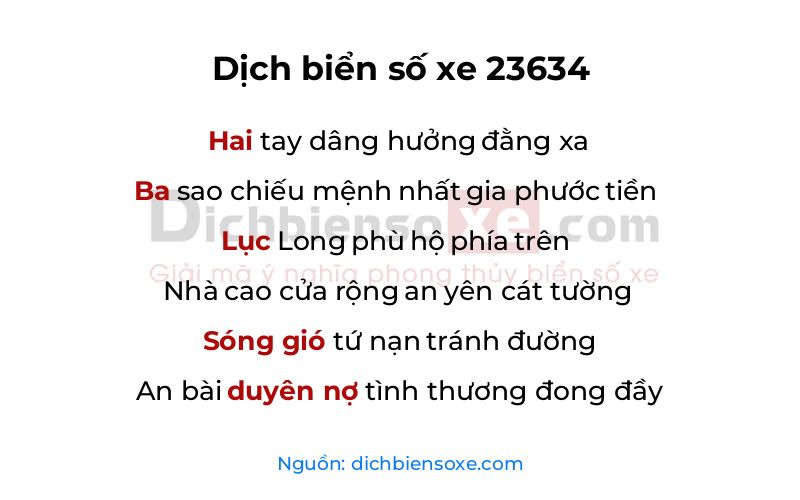 Dịch thơ biển số 23634
