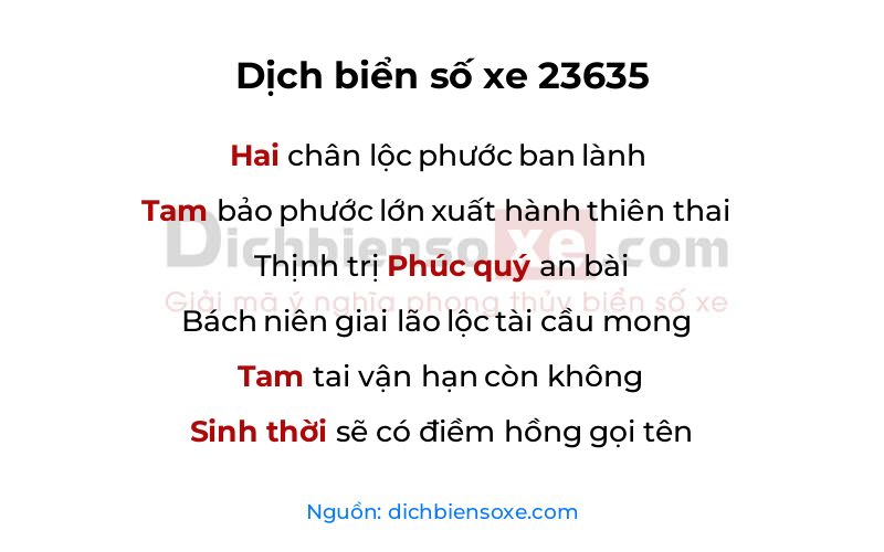 Dịch thơ biển số 23635