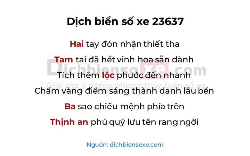 Dịch thơ biển số 23637