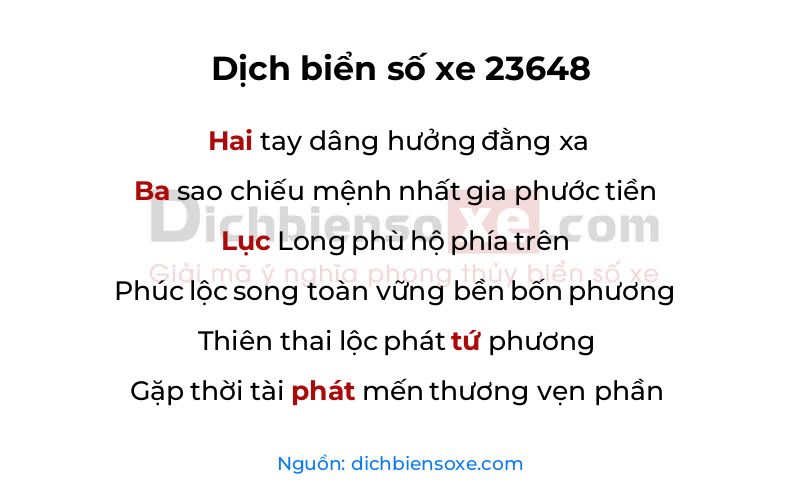 Dịch thơ biển số 23648